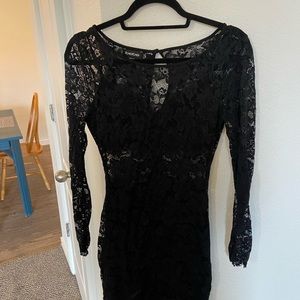 Bebe bodycon black lace dress